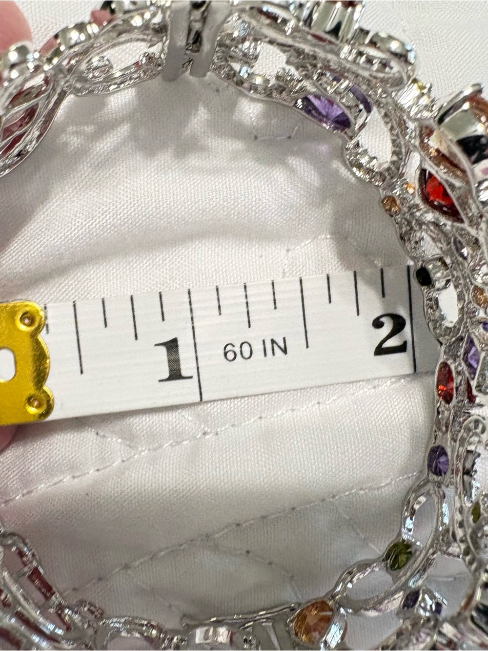 New Sterling Silver 925 Multicolor Pave Crystal Statement Cuff Bracelet - Picture 9 of 16